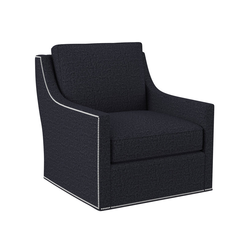Sonoma Upholstered Swivel Armchair, Polished Nickel Small, Venice Navy 100% Polyester