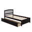 Lit plateforme simple en bois massif avec deux tiroirs et tête de lit-551769028