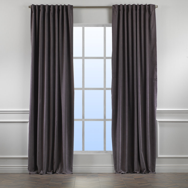 Paire de rideaux obscurcissant avec pattes de couleur unie, Gris, L 52 po x L 72 po