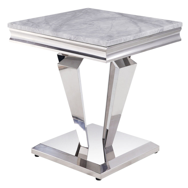 Light Grey And Silver End Table
