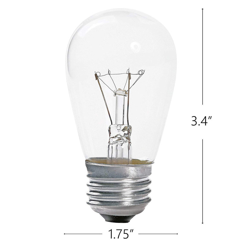 25-Pieces 11W S14 Dimmable Transparent Amber Sign Light Bulb String Light Bulb Replacement