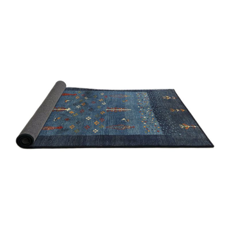 Tapis contemporain gris foncé / bleu marine Kenery, Rond 3 pi