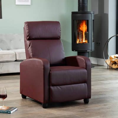 Robyn Manual Push Back Recliner Bonded Leather Armchair - Grey