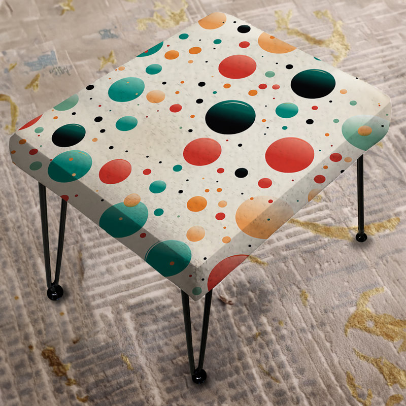 Retro Revival Polka Dots Pattern - Polka Dots Rectangle Ottoman