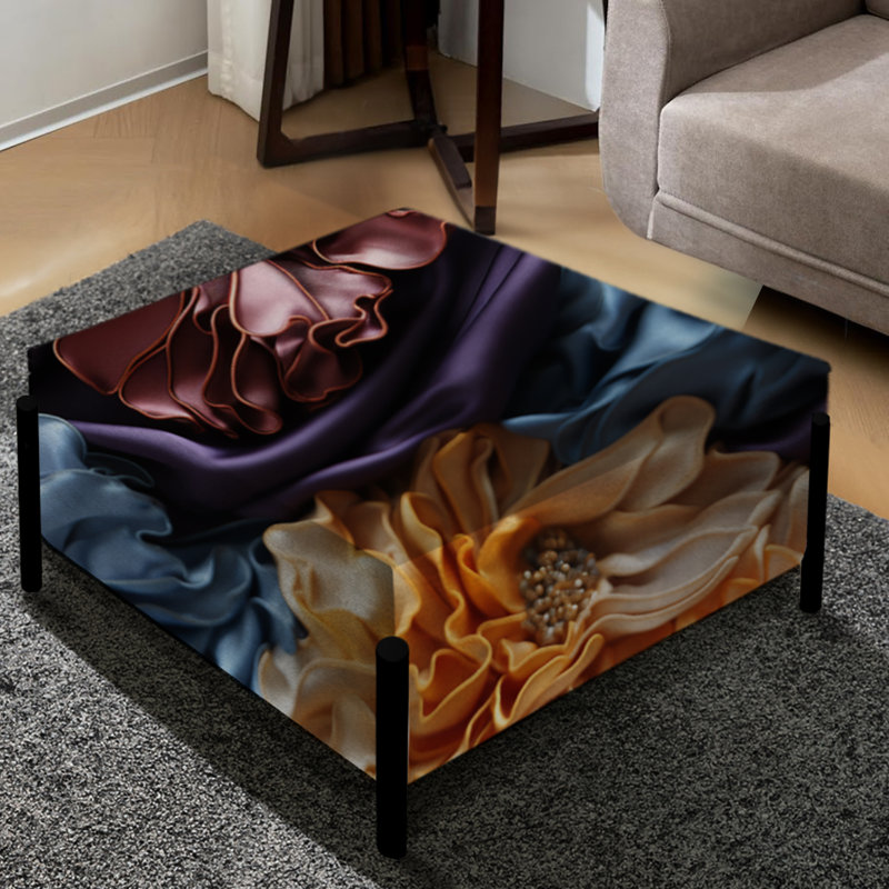 Kimono Whispers - Grand repose-pieds carré chinois à motif floral