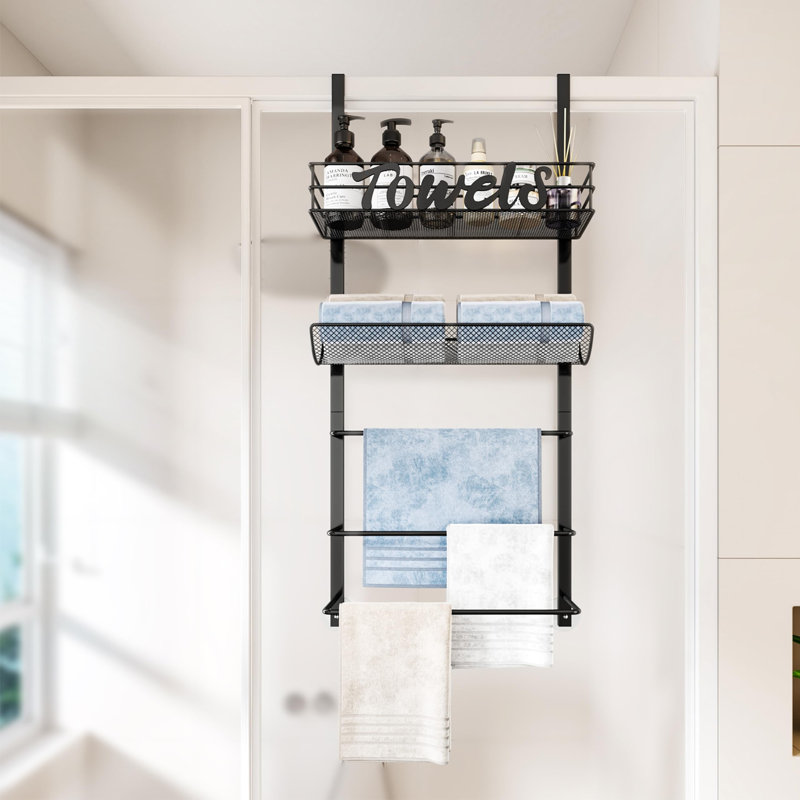 Over-the-Door Towel Rack, Black