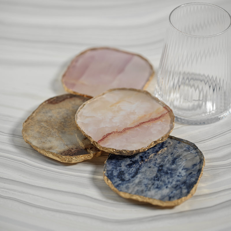 Viken Glass 4 Piece Coaster Set, Yellow