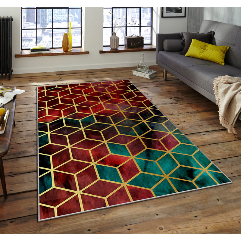 Luxurious Area Carpet (5.2 x 7.5 ft), 100% Polyester, 740 g/m² | Soft Velvet Fabric with Non-Slip Felt Dot Underside, Laminated Sponge for Comfort | Easy to Clean, Machine Washable at 86°F | Ideal for Living Room & Bedroom Decor