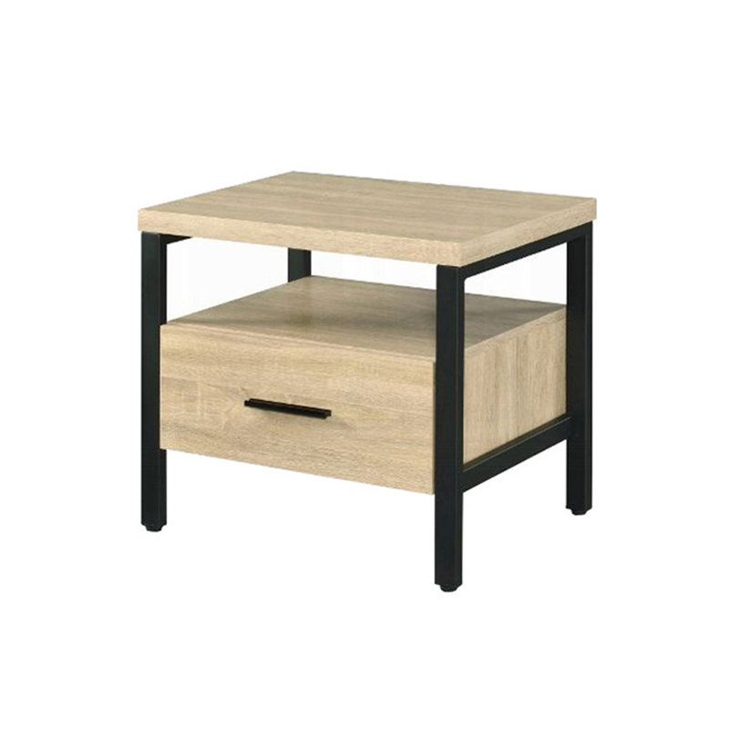 One Drawer Nightstand With 1 Tier Shelf, Oak And Black