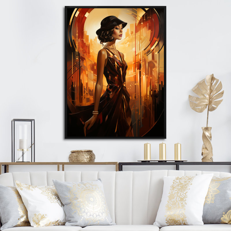 "Or et saphir femme élégance II", Black Picture Framed, 44" H x 34" W