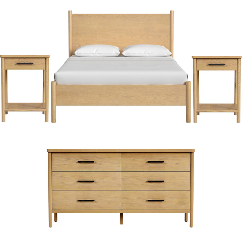 Lennon Rounded Leg Bed, Queen, Light Brown