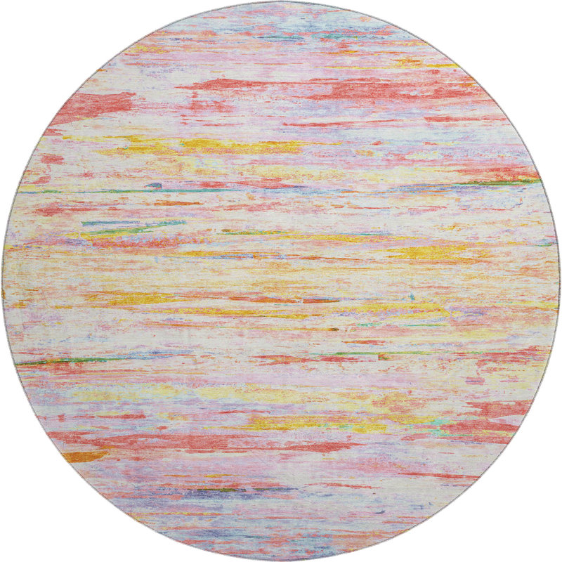 Premium Machine Washable Pirtle Abstract Rug, Round 8'