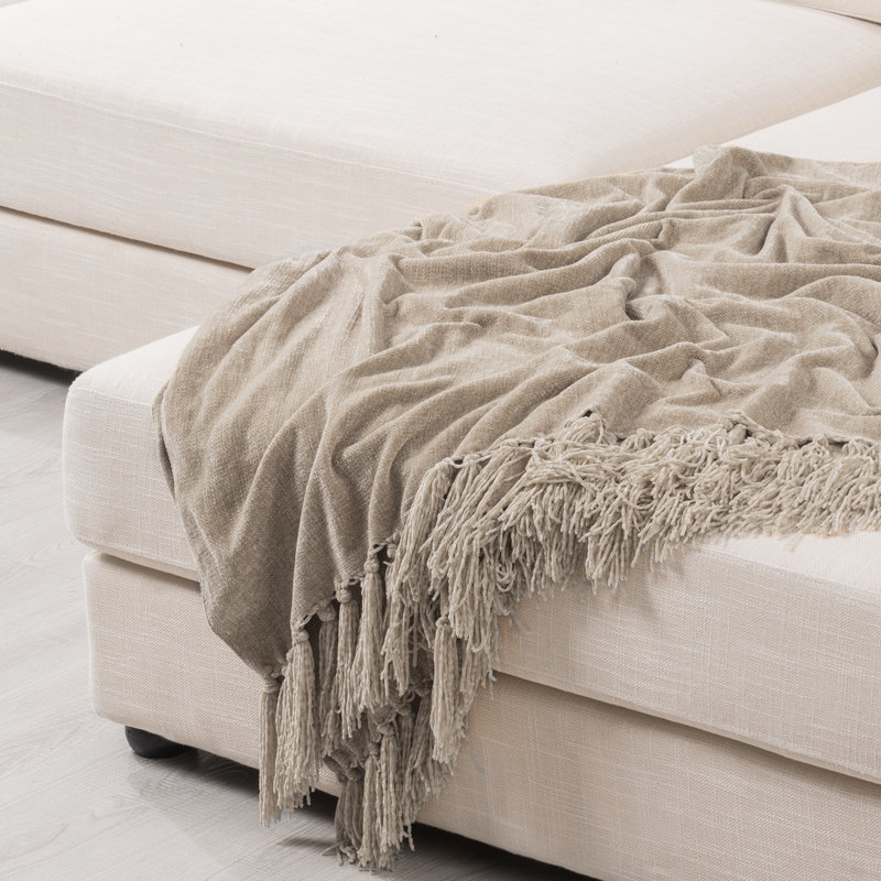 Jeté en chenille douce, Argile, L 60 po x l 50 po