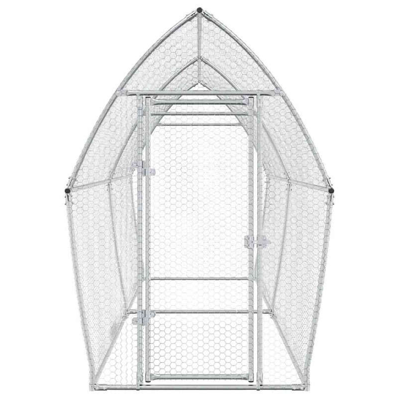  Chicken Cage Silver Galvanised Steel, 182cm H x 400cm W x 105cm D