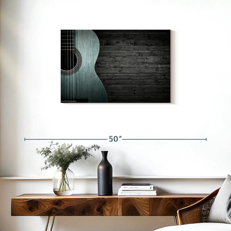 Abarca Vignette, guitare bleue, H 20 po x l 30 po