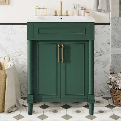 Meuble-lavabo de salle de bain avec lavabo en céramique intégré