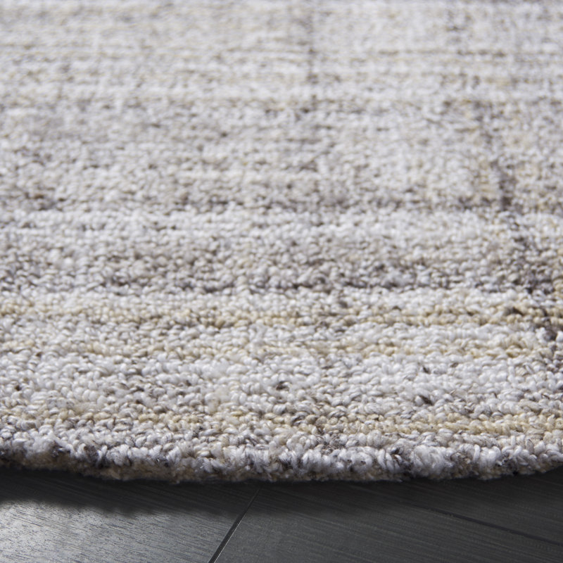 Abstract 976 Hand Tufted Pet/Cotton Abstract Indoor Use Only Rug in Light Brown/Ivory, Round 6'