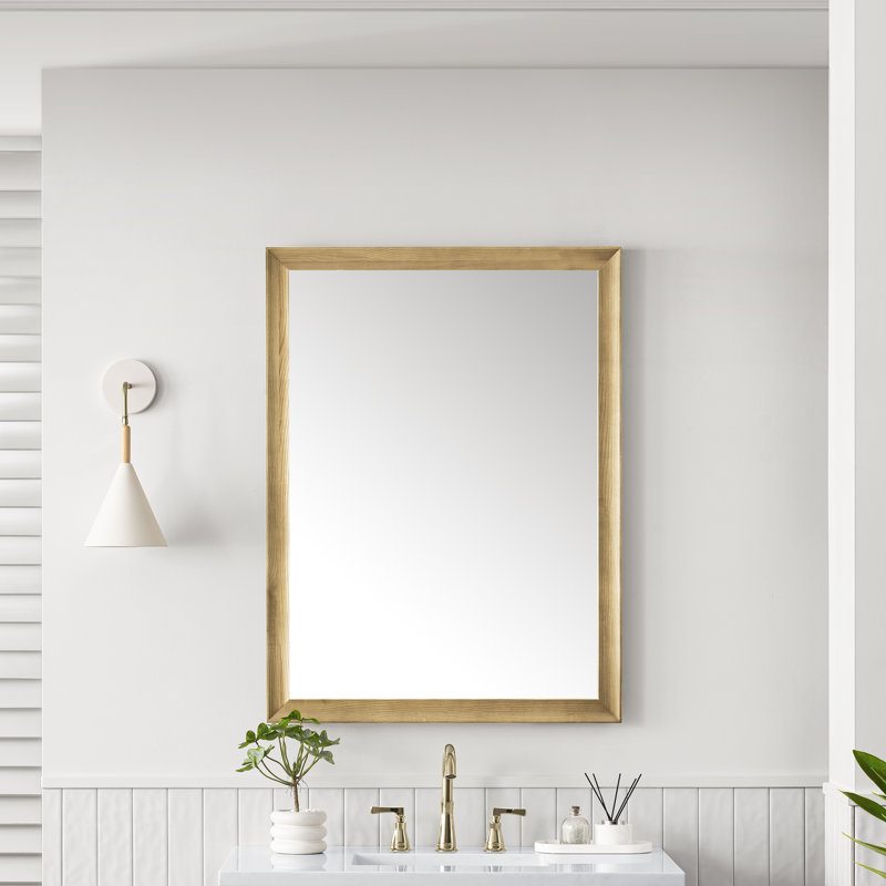 Glenbrooke Solid Wood Wall Mirror, Light Natural Oak, 40" x 30"