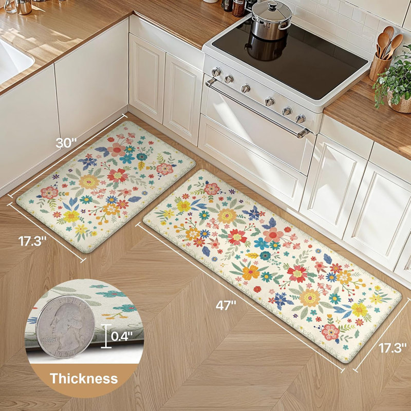 Tapis de cuisine antidérapants et antidérapants, Beige
