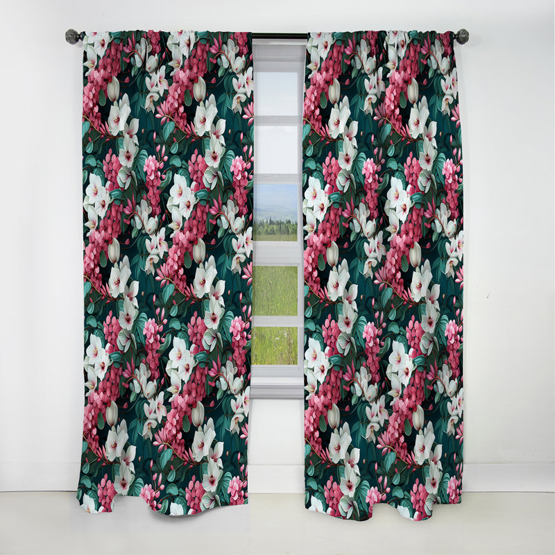 Motif tropical de vignes exotiques - Rideau floral - Rideau occultant floral - 1 panneau, L 52 po x L 120 po