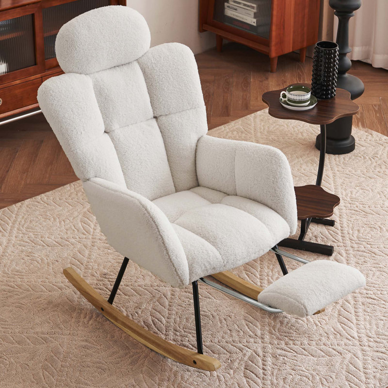 Fauteuil berçant et oscillant rembourré Teddy, Ivoire ivoire
