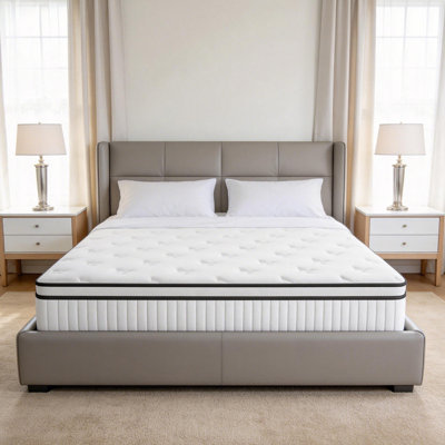 Matelas hybride 12 po dans une boîte, matelas moyen ferme avec ressorts ensachés et mousse Certipur-US, matelas respirant pour la chambre à coucher
