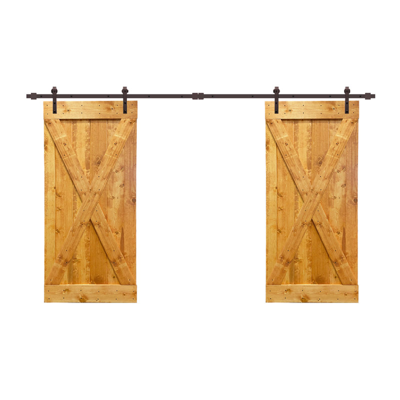 Porte de grange à panneaux et en métal avec trousse de quincaillerie d'installation, Érable colonial, 38 po x 84 po