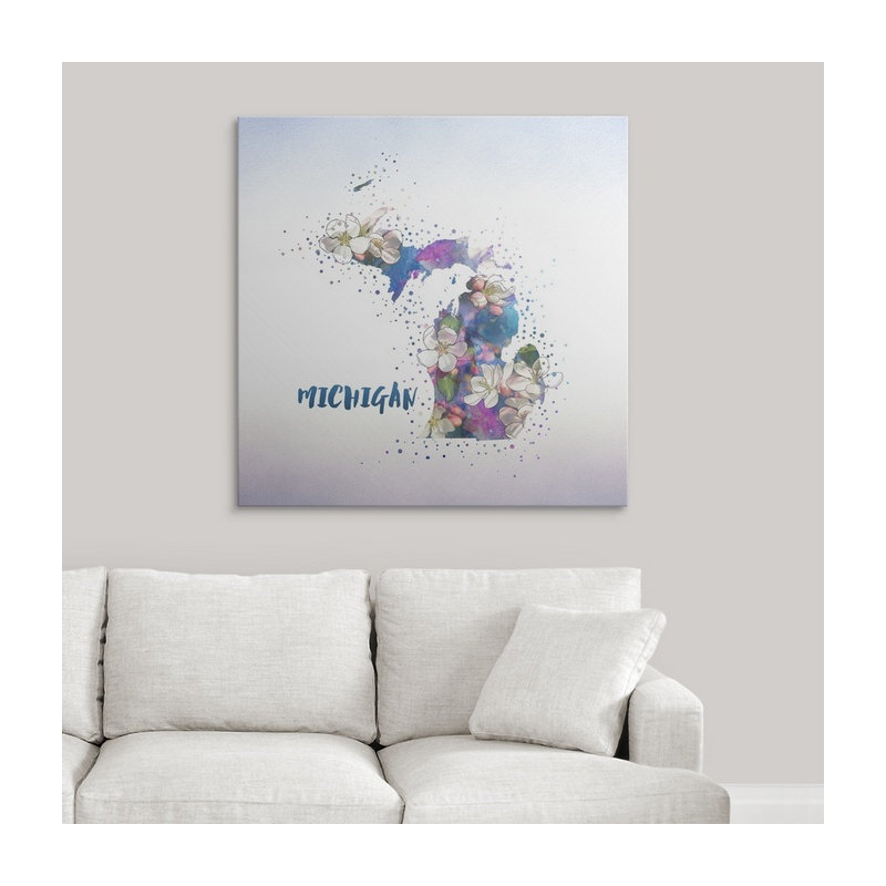« michigan state fleur (pomme fleur) », impression, H 35 po x l 35 po x P 1,5 po, Toile