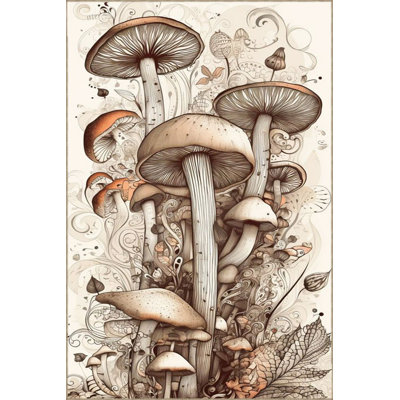 Mushroom Patterned Modern Decorative Washable Rug