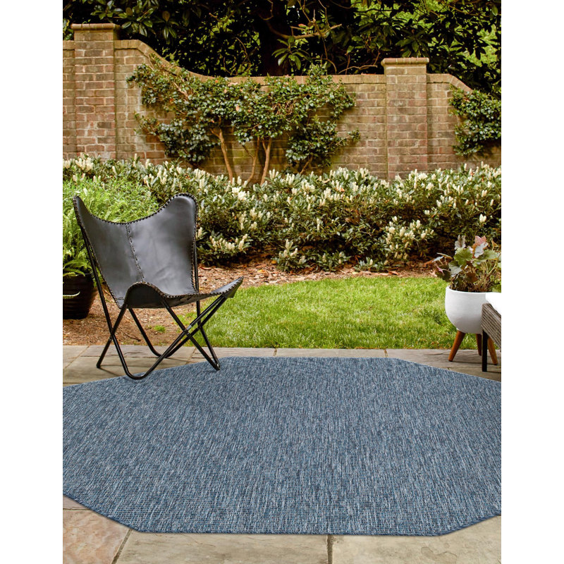 Avaughn Blue Indoor/Outdoor Area Rug, Octagon 5' x 5'