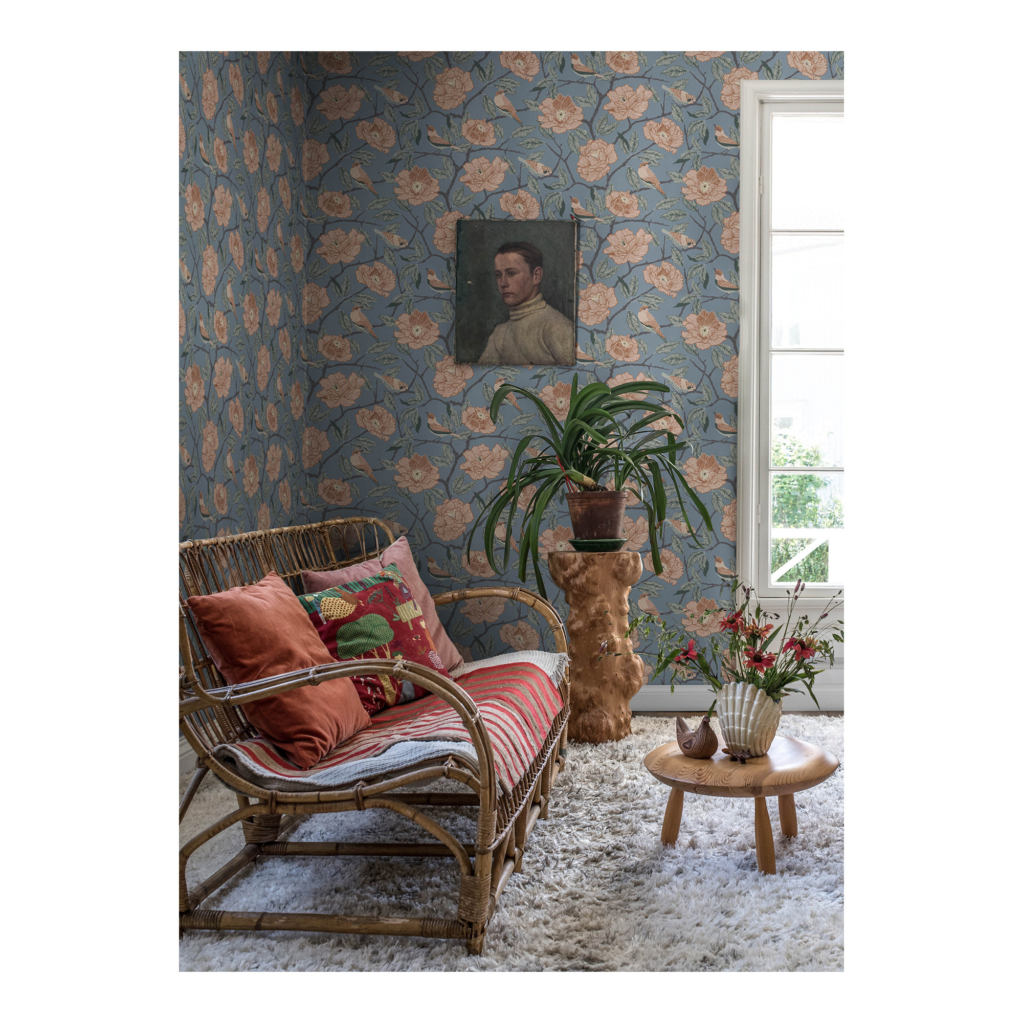 Botanical Wallpaper, Blue