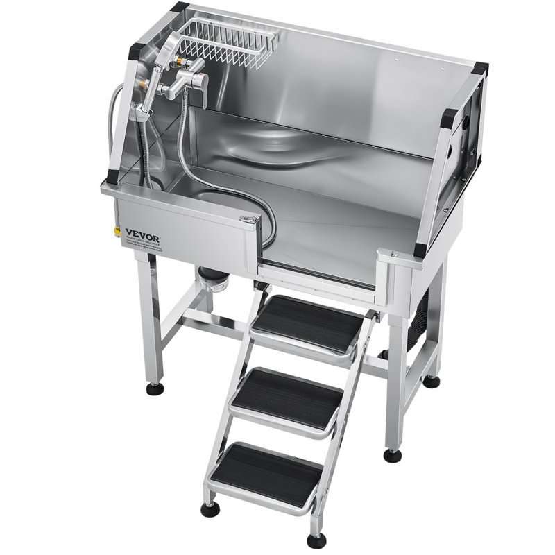 Stainless Steel Dog Grooming Tub, 102.6cm H x 87.1cm W x 48.8cm D