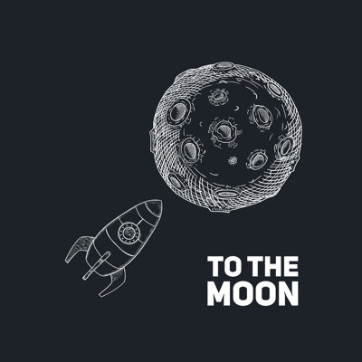 Rocket With Moon - Wrapped Canvas Print