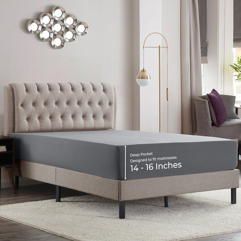 Luxury Double Brushed Microfiber Deep Pocket Fitted Sheet – 16” Mattress Fit, Wrinkle-Free, Fade Resistant & Breathable