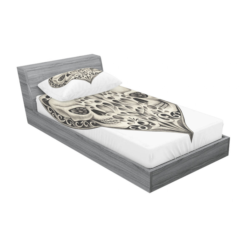 Microfiber Sheet Set, Twin XL Sheet Set with 1 Pillowcase, Cream/Black