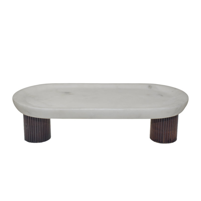 Serving Dish Platter Oval White Marble With Legs
