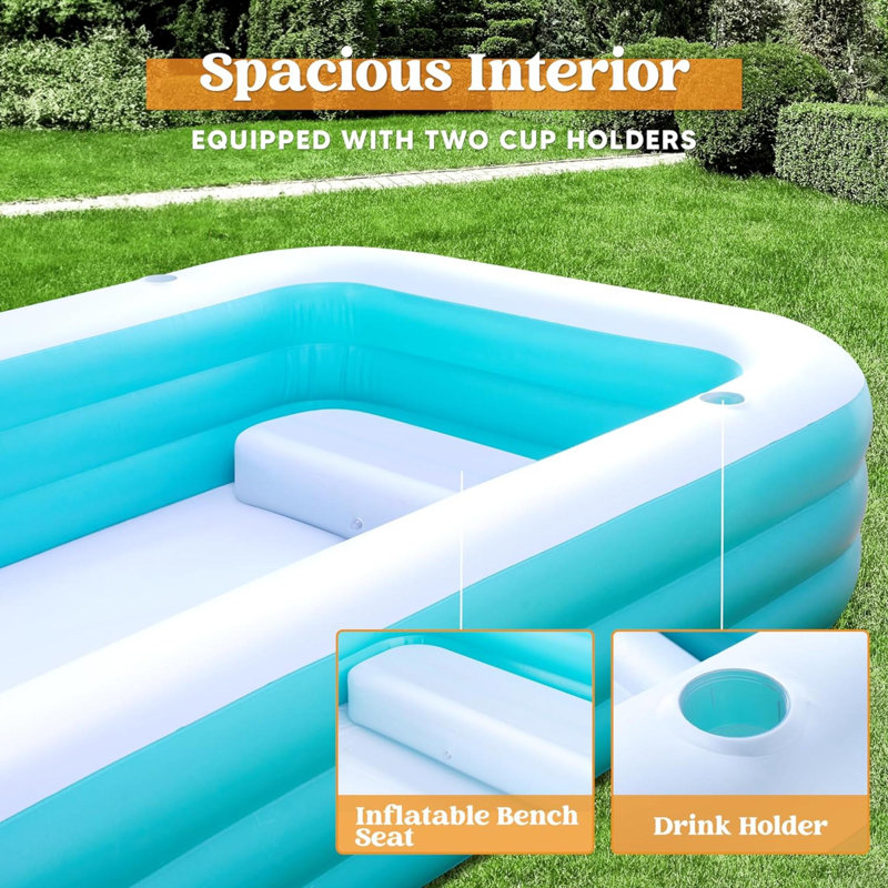 Textiles Hub Rectangle Inflatable Pool 22 H x 72 W x 130 L