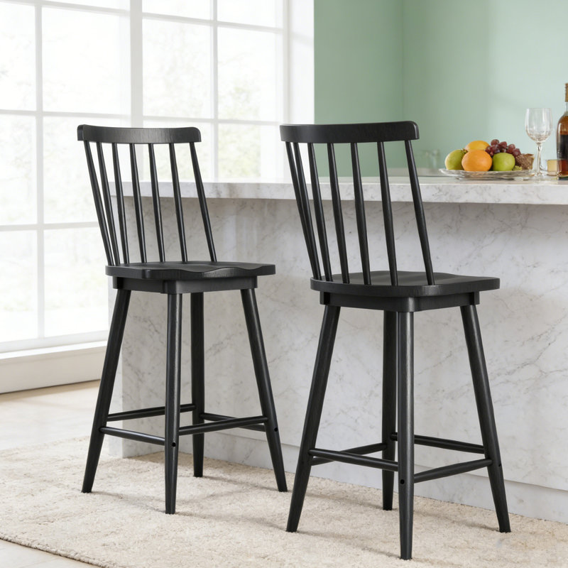 Tabouret de comptoir 24 po, ensemble de 2 tabourets de comptoir ronds avec dossier et repose-pieds (ensemble de 2)