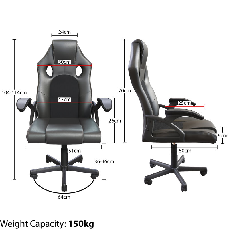 Office Desk Chair With Arms, Adjustable, Swivel, Comfortable Desk Chair, UKFR Certified, Grey