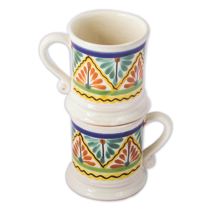 Tasses en céramique zigzag fabriquées à la main Bungalow Rose (paire)