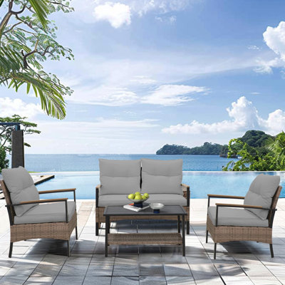 Nayellie 4 - Person Outdoor Seating Group with Cushions by Wildon Home