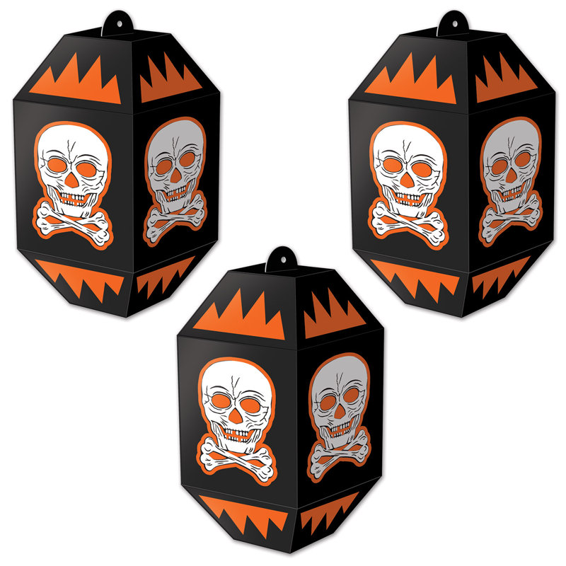 Lanternes rétro en papier avec crâne d'Halloween