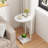 C Shaped End Table For Couch, Side Table For Couch, Small Couch Side Table For Small Spaces, Slide Under Sofa Table TV Tray With Metal Frame For Living Room, Bedroom (White)