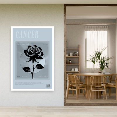 Cancer In Bloom Elegant Modern Vintage Crab Rose Flower Landscape Wall Art Print