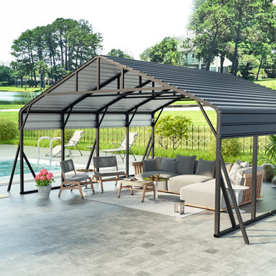 12 X 25 Ft Heavy Duty Carport With Galvanized Steel Roof