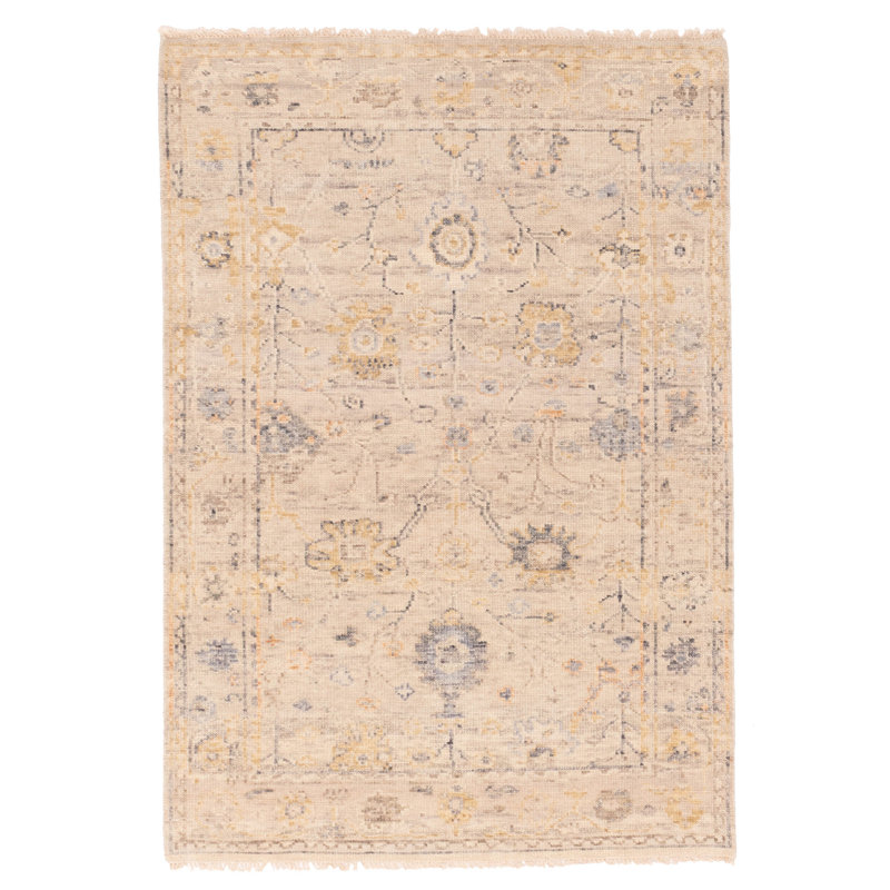 Modern Oushak  Grey Rug 4'1" x 5'11"