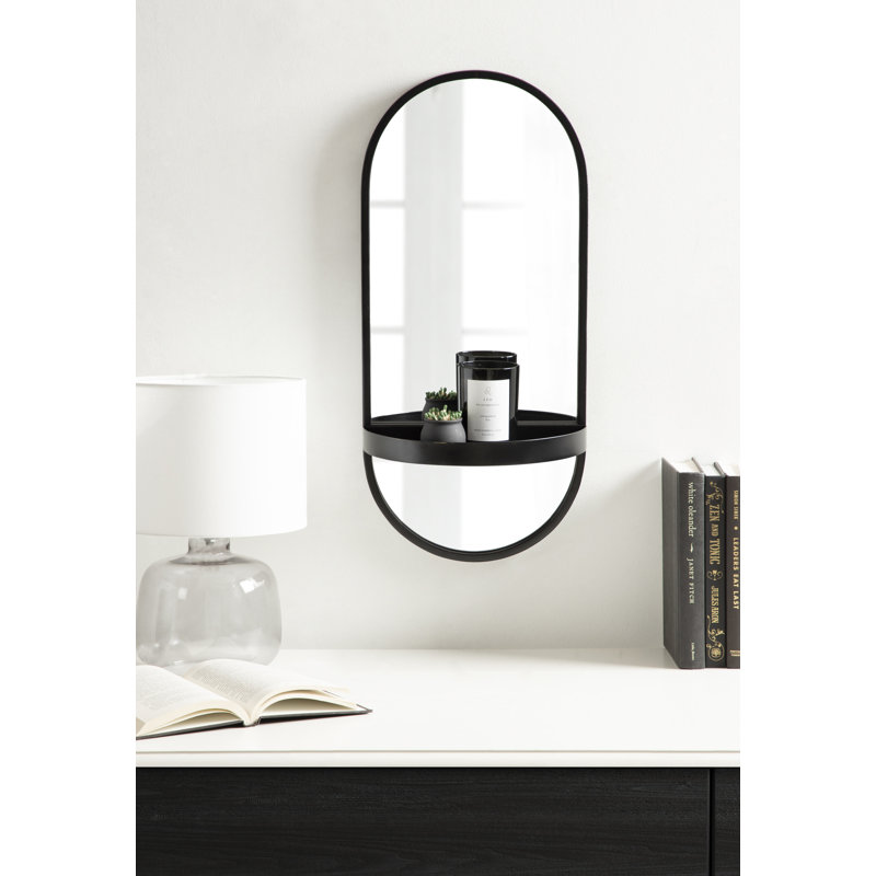 Miroir biseauté moderne et contemporain Lumi, Noir, H 24,25 po x l 11 po