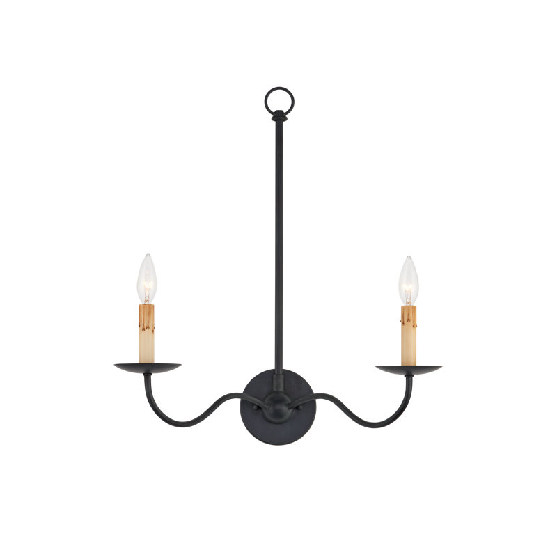 Saxon Double-Light Black Wall Sconce, Zanzibar Black