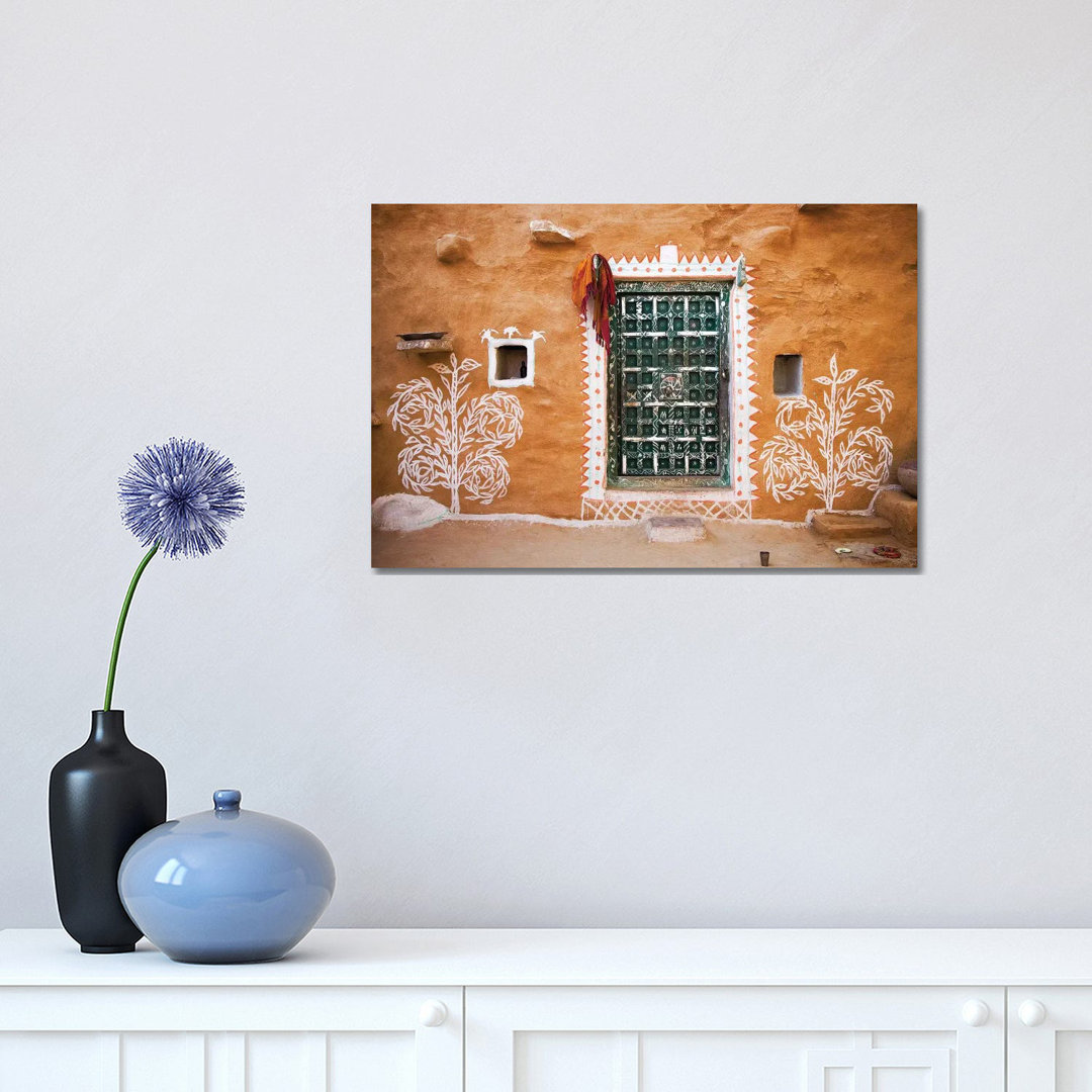 India, Rajasthan, Traditional Desert House Exterior. by Jaynes Gallery - Wrapped Canvas Painting