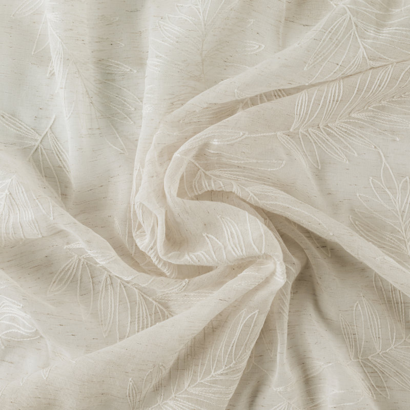 Oatmeal Sheer Pleated Polyester Rod Pocket Window Panel